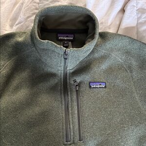 Patagonia men’s medium Half-zip Better sweater Olive Green Fleece Pullover
